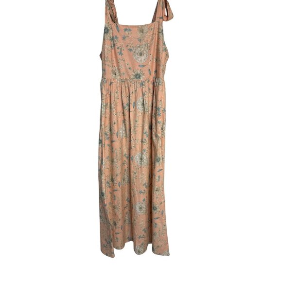 Gal Meets Glam Anthropologie Floral Maxi Dress Peach Tie Straps‎ Cotton Blend - Picture 1 of 7
